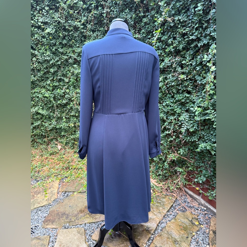 Brooks Brothers Pleated Navy Dress with Bow Detail - Picture 4 of 6